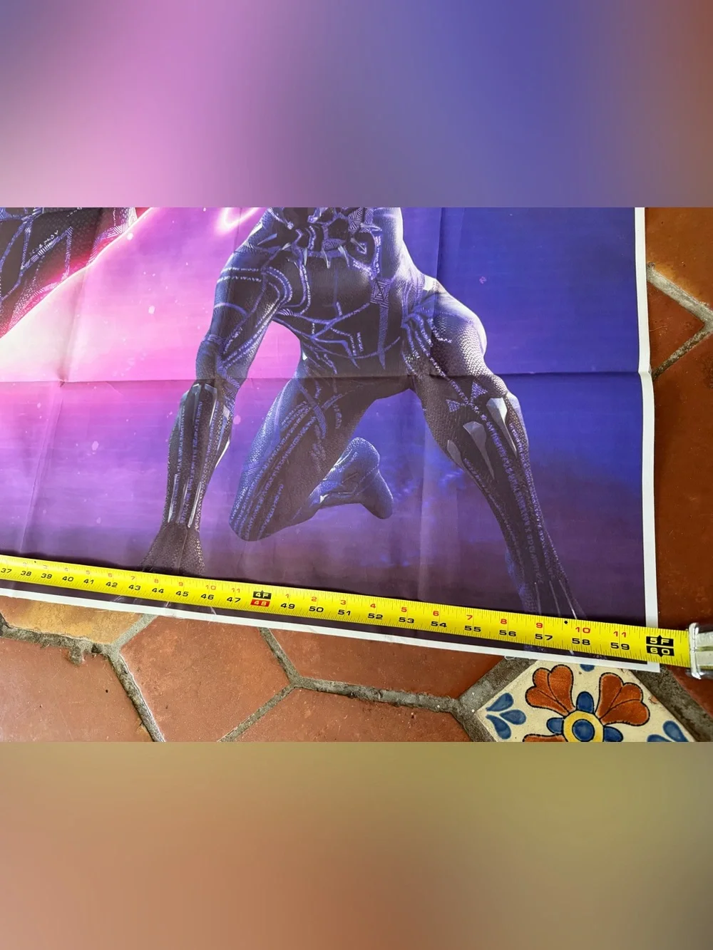 Black Panther Graphic Wall Tapestry - Purple and Pink Sci‑Fi Design 60” X 35”